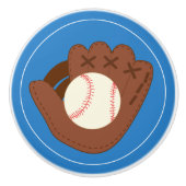 Baseballhandschuh und Ball auf Blau Keramikknauf (Vorderseite)