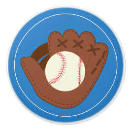 Baseballhandschuh und Ball auf Blau Keramikknauf