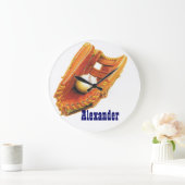 Baseballhandschuh und Ball Große Wanduhr (Zuhause)