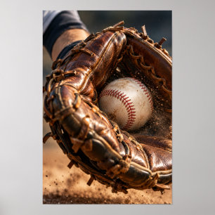 Baseballhandschuh und Ball Nahaufnahme Sports Wand Poster