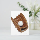 Baseballhandschuh und Ball Postkarte (Stehend Vorderseite)