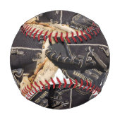 Baseballhandschuhe auf einem Personalisierten Base Baseball (Rückseite)