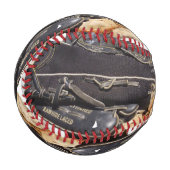Baseballhandschuhe auf einem Personalisierten Base Baseball (Vorderseite Links)
