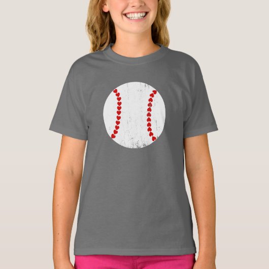 Baseballherz naht einfaches Design T-Shirt (Vorderseite)