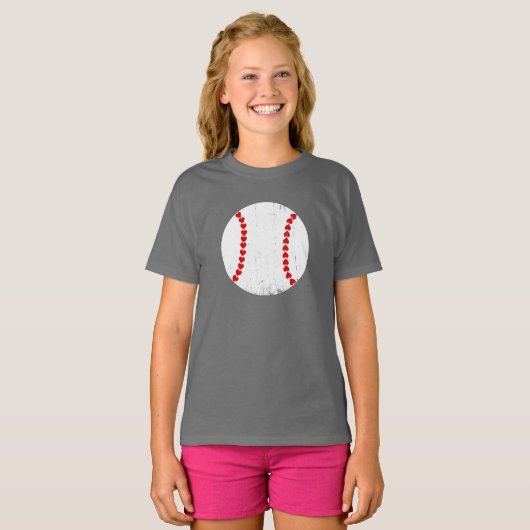 Baseballherz naht einfaches Design T-Shirt (Vorne ganz)