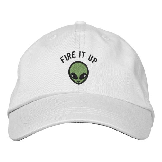 Baseballhut - bestickte Alien + Feuer auf Baseballkappe (Vorderseite)