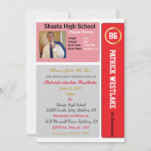 Baseballkarte W/ Stats Grad Einladungen - rot (Rückseite)