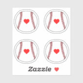 Baseballkugeln mit rotem Herzpack Aufkleber (Blatt)