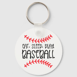 Baseballliebhaber Essen Schlafen Spielen Mama Pap Schlüsselanhänger
