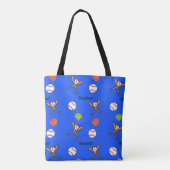 Baseballmuster auf blau tasche (Rückseite)