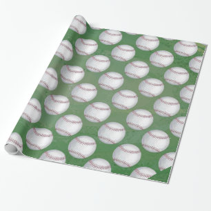 Baseballmuster auf Grün Geschenkpapier