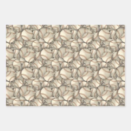 Baseballmuster Geschenkpapier Set (Vorderseite)