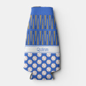 Baseballmuster individuelle Name blau Flaschenkühler (Vorderseite)