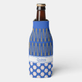 Baseballmuster individuelle Name blau Flaschenkühler (Flaschenvorderseite)