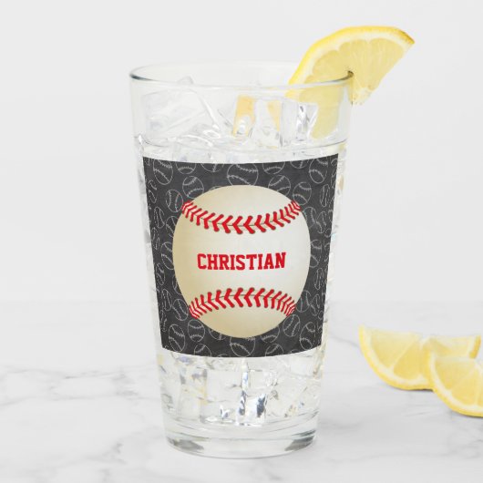 Baseballmuster mit Namen und Baseball Glas (Rückseite Ice)