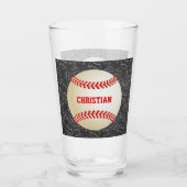 Baseballmuster mit Namen und Baseball Glas (Vorderseite)