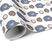Baseballmütze, Handschuh und Ballmuster Geschenkpapier (Rolleneckpunkt)