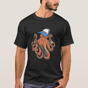 Baseballoktopus Silhouette Oktopus Vintag T-Shirt