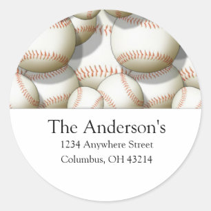 Baseballs Design 2 Adressmarken/Aufkleber Runder Aufkleber
