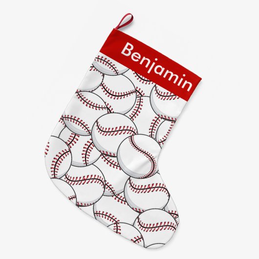 Baseballs Design Große Weihnachtsfeiertage Strumpf Großer Weihnachtsstrumpf (Vorderansicht (hängend))