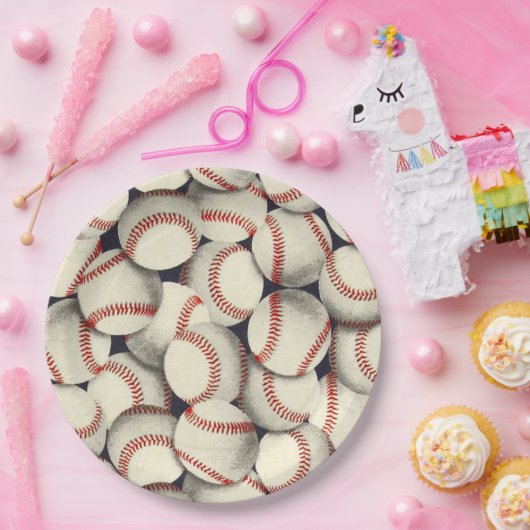 Baseballs En Masse Pappteller (Party)