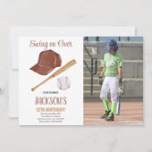 Baseballs Geburtstagseinladung mit Foto Einladung (Vorderseite)