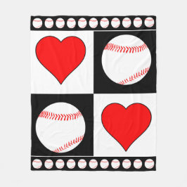Baseballs & Hearts Lovely Fleece Blanket für Fans