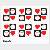 Baseballs & Hearts-Muster Baseball Player-Party Quadratischer Aufkleber (Blatt)