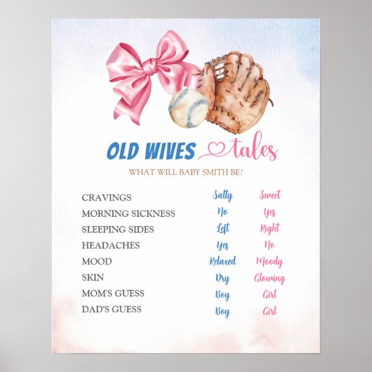 Baseballs oder Bows Gender Reveal Alte Ehefrauen G Poster (Vorne)