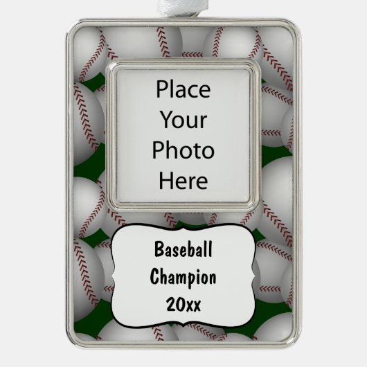 Baseballs Pattern Rahmen-Ornament Silber (Vorderseite)