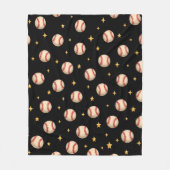 Baseballs Schwarze Nacht Sterne Fleecedecke (Vorderseite)