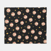 Baseballs Schwarze Nacht Sterne Fleecedecke (Vorderseite (Horizontal))