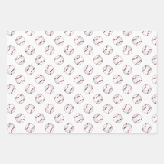 Baseballs Softballs koordinieren Set von 3 Geschenkpapier Set (Vorderseite 3)