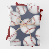Baseballs Softballs koordinieren Set von 3 Geschenkpapier Set (Beispiel)