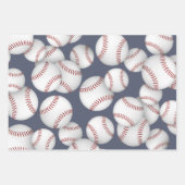 Baseballs Softballs koordinieren Set von 3 Geschenkpapier Set (Vorderseite)