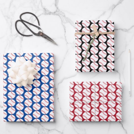 Baseballs Sport Design Wrapping Paper Set Geschenkpapier Set (Vorderseite)