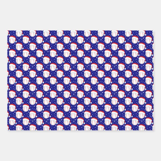 Baseballs tragen Hut & Schneeflocken des Weihnacht Geschenkpapier Set (Vorderseite 3)