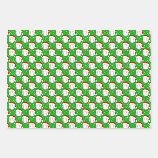 Baseballs tragen Hut & Schneeflocken des Weihnacht Geschenkpapier Set (Vorderseite 2)