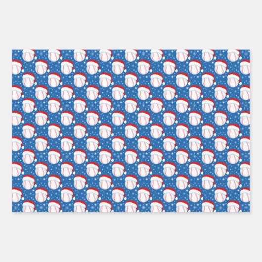 Baseballs tragen Hut & Schneeflocken des Weihnacht Geschenkpapier Set (Vorderseite)