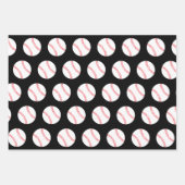 Baseballs und Schneeflocken Rote und Schwarze Weih Geschenkpapier Set (Vorderseite 2)