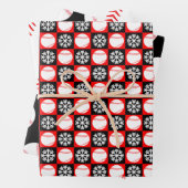 Baseballs und Schneeflocken Rote und Schwarze Weih Geschenkpapier Set (Beispiel)