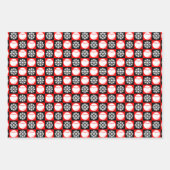 Baseballs und Schneeflocken Rote und Schwarze Weih Geschenkpapier Set (Vorderseite)