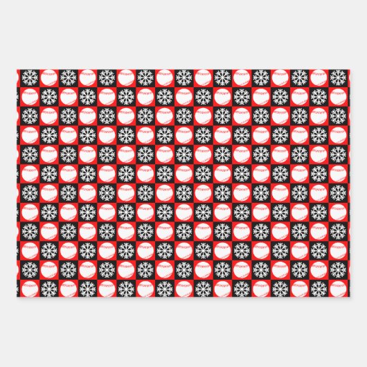 Baseballs und Schneeflocken Rote und Schwarze Weih Geschenkpapier Set (Vorderseite)