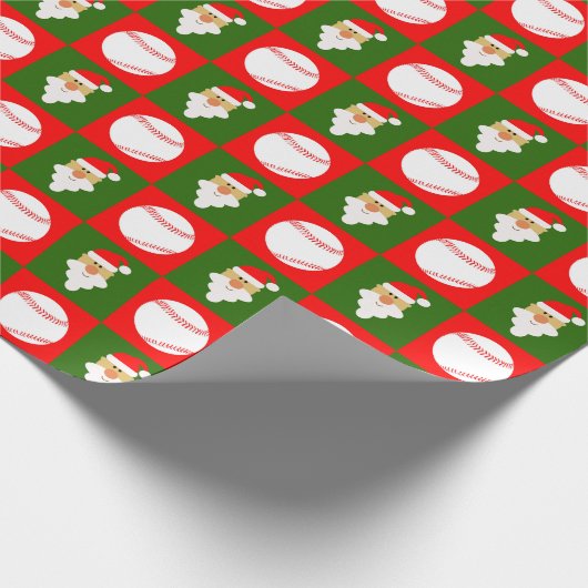 Baseballs und Weihnachtsmann Baseball Geschenkpapier (Ecke)