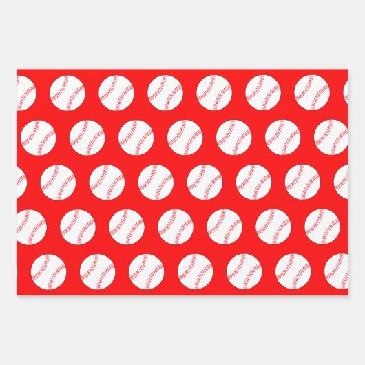 Baseballs und Weihnachtsmann Rot und Grün Geschenkpapier Set (Vorderseite 3)