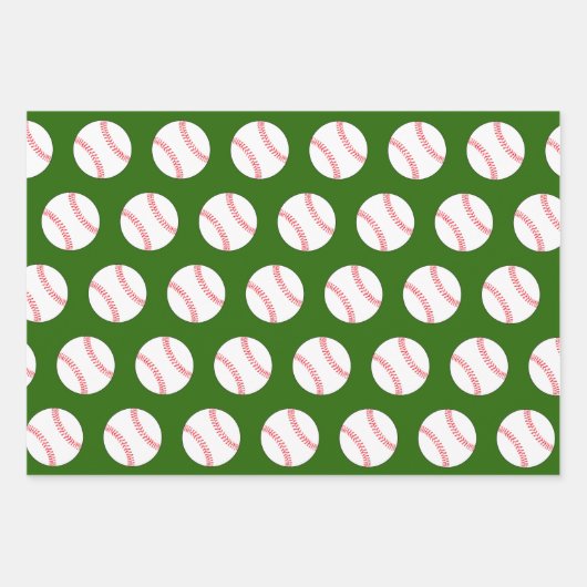 Baseballs und Weihnachtsmann Rot und Grün Geschenkpapier Set (Vorderseite 2)