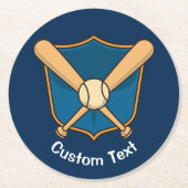 Baseballschild Runder Pappuntersetzer (Vorderseite)