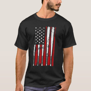 Baseballschläger Amerikanische USA-Flagge Grafik V T-Shirt