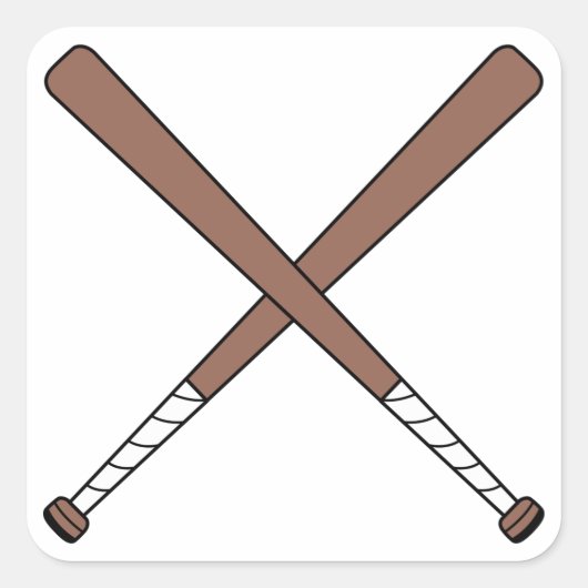 Baseballschläger Quadratischer Aufkleber (Vorderseite)