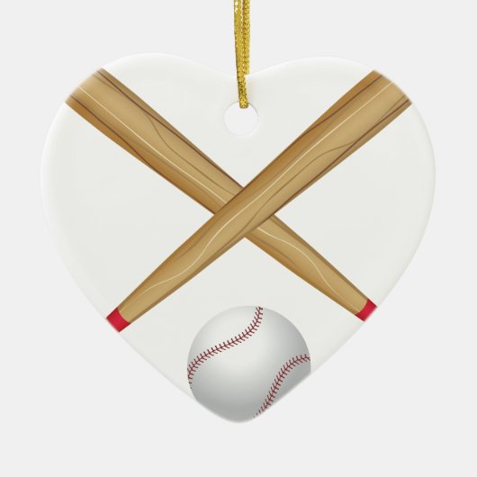 Baseballschläger und Ball Keramik Ornament (Vorne)